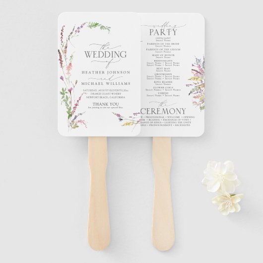 Trendy Elegante Wildblume Floral Wedding Programm Fächer (Vorne und Hinten)