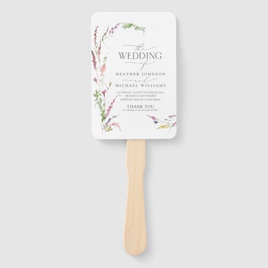 Trendy Elegante Wildblume Floral Wedding Programm Fächer (Vorderseite)