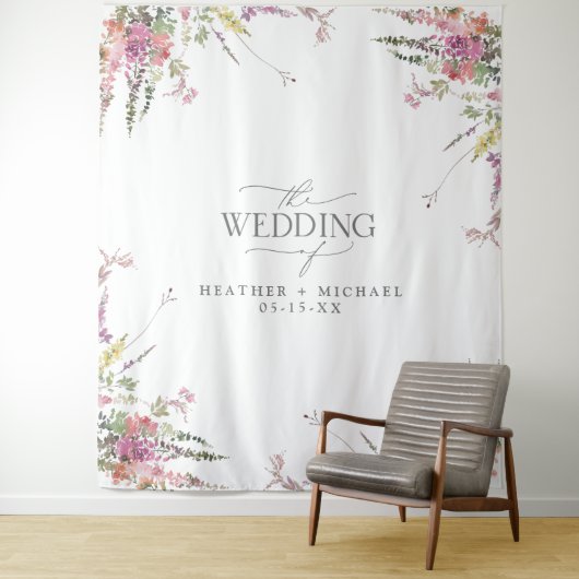 Trendy Elegante Wildblume Floral Wedding Wandteppich (Beispiel)