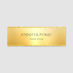 Trendy Eleganter Glamour Gold Glitzer Template Namensschild
