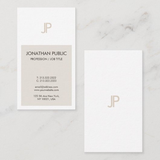 Trendy Elegantes Minimalistisches Design Mit Monog Visitenkarte (Vorne/Hinten)