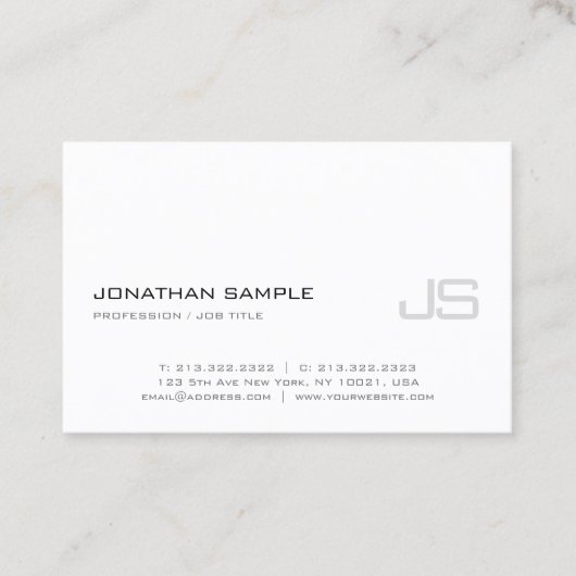 Trendy elegantes Monogramm-schlichter moderner Visitenkarte (Vorderseite)