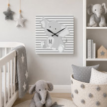 Trendy Elephant Monogram, grau-weiße Streifen
