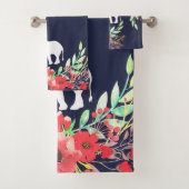 Trendy Elephants & Aquarell-Blume Badhandtuch Set (Insitu)