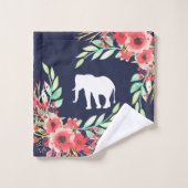 Trendy Elephants & Aquarell-Blume Badhandtuch Set (Waschlappen)