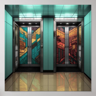 Trendy Elevator Poster - Frische und helle Mauer K