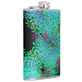 Trendy Emerald Green Fraktal auf Black Flachmann (Rechts)