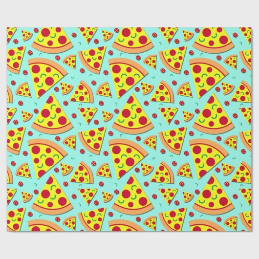 Trendy Emoji Style Pizza Slice Teenage Party Geschenkpapier (Flach)