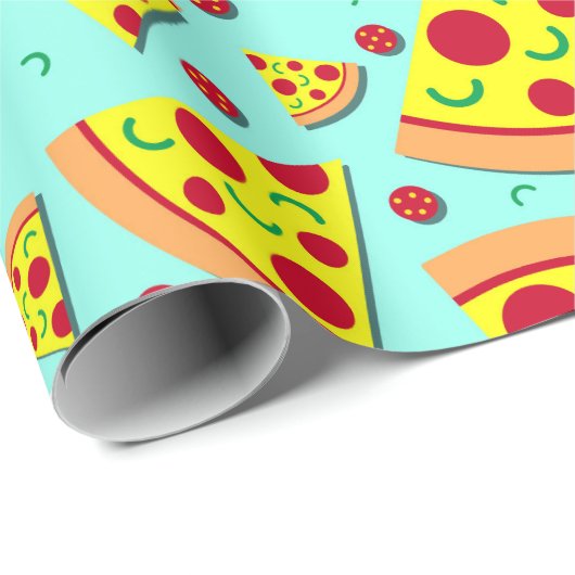 Trendy Emoji Style Pizza Slice Teenage Party Geschenkpapier (Rolleneckpunkt)