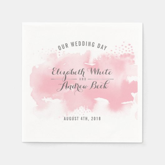 TRENDY EMPFANG Stilvoll Aquarellblau Rosa Serviette (Vorderseite)