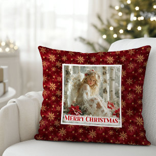 Trendy Engel Poinsettia Rot Gold Personalisiertes  Kissen