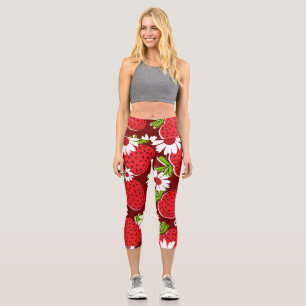 Trendy Erdbeere Capri Leggings