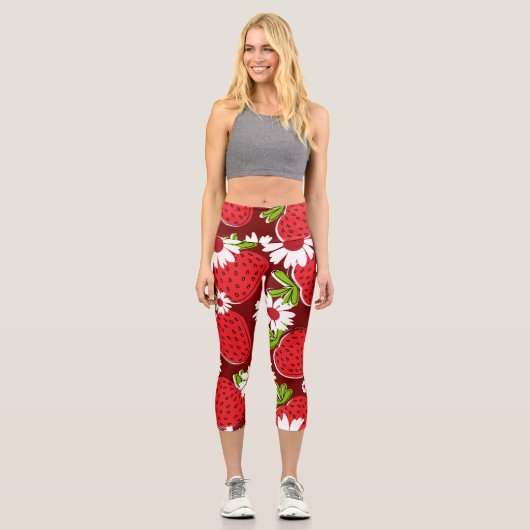 Trendy Erdbeere Capri Leggings (Vorderseite)