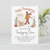 Trendy Erntedank Dinner Girl Dog Farm Pumpkin Einladung (Stehend Vorderseite)