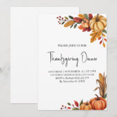 Trendy Erntedank Dinner Pumpkin Einladung (Vorne/Hinten)