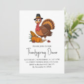 Trendy Erntedank Dinner Turkey Pumpkin Einladung (Stehend Vorderseite)