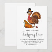 Trendy Erntedank Dinner Turkey Pumpkin Einladung (Vorne/Hinten)