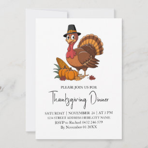 Trendy Erntedank Dinner Turkey Pumpkin Einladung