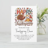Trendy Erntedank Dinner Turkey Pumpkin Einladung (Stehend Vorderseite)