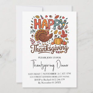 Trendy Erntedank Dinner Turkey Pumpkin Einladung
