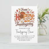 Trendy Erntedank Dinner Turkey Pumpkin Einladung (Stehend Vorderseite)