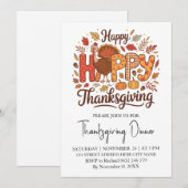 Trendy Erntedank Dinner Turkey Pumpkin Einladung (Vorne/Hinten)