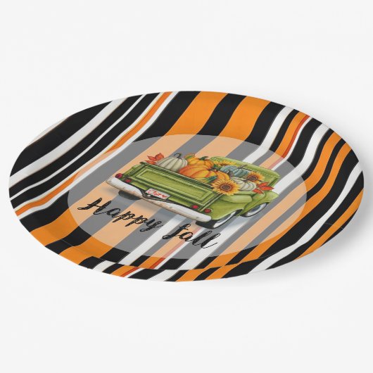 Trendy Erntedank Schöne Herbstkollektion Pappteller (Schrägansicht)