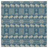 Trendy Ethnic Elephants Blau und Weiß Muster Stoff (Muster)