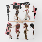 Trendy Ethnic Girls Personalisiert Geschenkpapier Set (Beispiel)