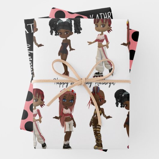 Trendy Ethnic Girls Personalisiert Geschenkpapier Set (Beispiel)