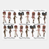 Trendy Ethnic Girls Personalisiert Geschenkpapier Set (Vorderseite)