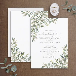 Trendy Eucalyptus Greenerenery Script Wedding Einladung