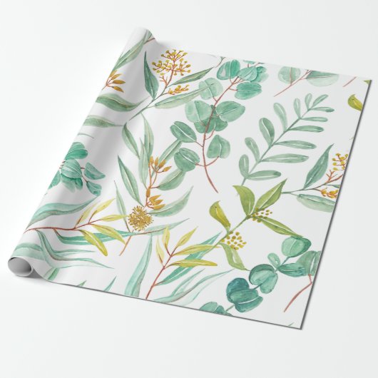 Trendy Eukalyptus floral design Geschenkpapier (Ungerollt)