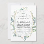 Trendy Eukalyptus Geometric Online Virtual Wedding Einladung (Vorderseite)
