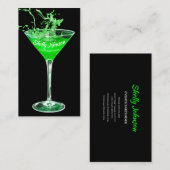Trendy Events Barkeeper Neon Green Splash Visitenkarte (Vorne/Hinten)