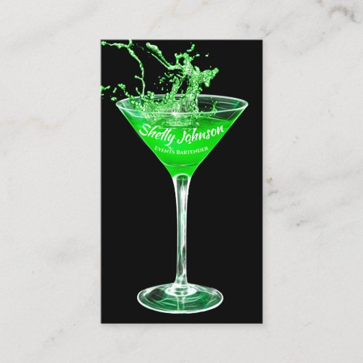 Trendy Events Barkeeper Neon Green Splash Visitenkarte (Vorderseite)