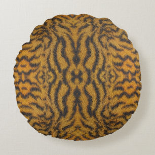 Trendy Exotic Tiger Fur Muster Animal Print Rundes Kissen