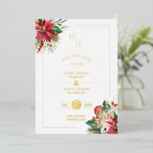 Trendy Extravagant Initials Floral Christmas Bouqu Folieneinladung (Stehend vorne)