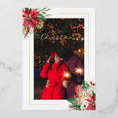 Trendy Extravagant Initials Floral Christmas Bouqu Folieneinladung (Rückseite)