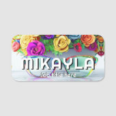 Trendy Eyeglasses und Blume Namensschild (Vorderseite)