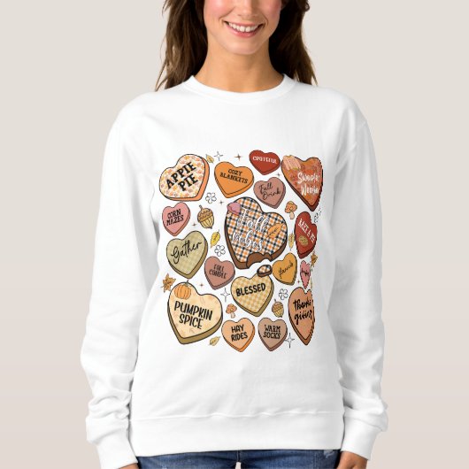 Trendy Fall Candy Hearts Sweatshirt (Vorderseite)