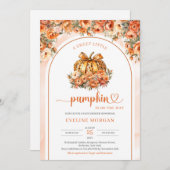 Trendy Fall Leoparden Kürbis mit orangefarbenem Bo Einladung (Vorne/Hinten)