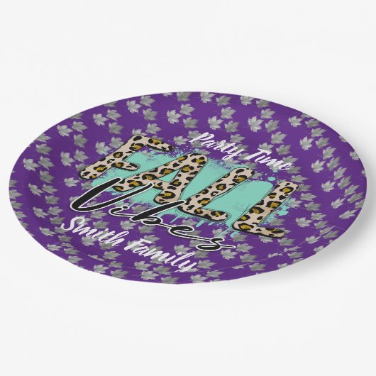 Trendy Fall Lila Tiger Pappteller (Schrägansicht)