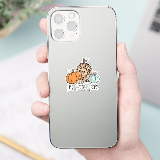 Trendy Fall Pumpkin | Zitat "It's Fall Y'all" Aufkleber (Telefon)
