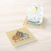 Trendy Fall Pumpkin | Zitat "It's Fall Y'all" Glasuntersetzer (Schrägansicht)