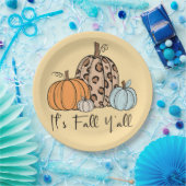 Trendy Fall Pumpkin | Zitat "It's Fall Y'all" Pappteller (Party)
