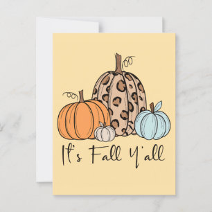 Trendy Fall Pumpkin Zitat "It's Fall Y'all" Postkarte