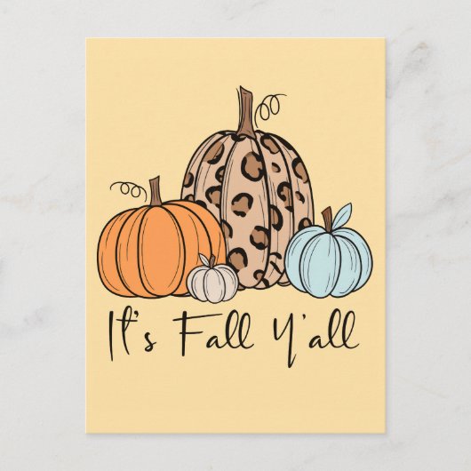 Trendy Fall Pumpkin | Zitat "It's Fall Y'all" Postkarte (Vorderseite)