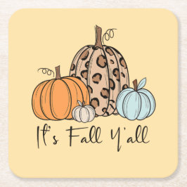 Trendy Fall Pumpkin | Zitat "It's Fall Y'all" Rechteckiger Pappuntersetzer