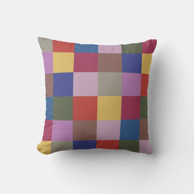 Trendy Fall und WInter Multicolor Squares Pillow Kissen (Vorderseite)